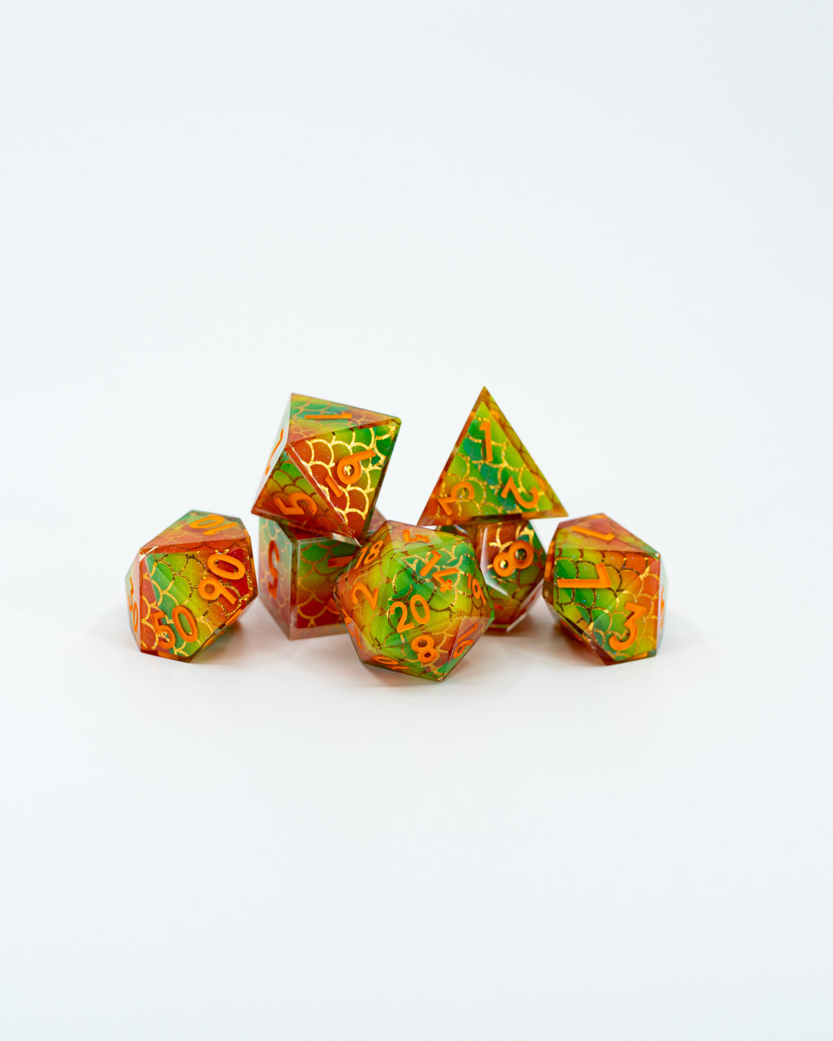 King of Atlantis | Double Cast | 7 Piece Sharp Edge Dice Set