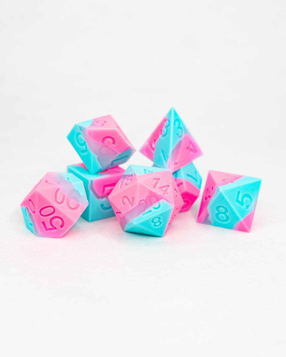 Hubba Bubba | 7 Piece Soft Silicone Dice Set - Emberglow Gaming