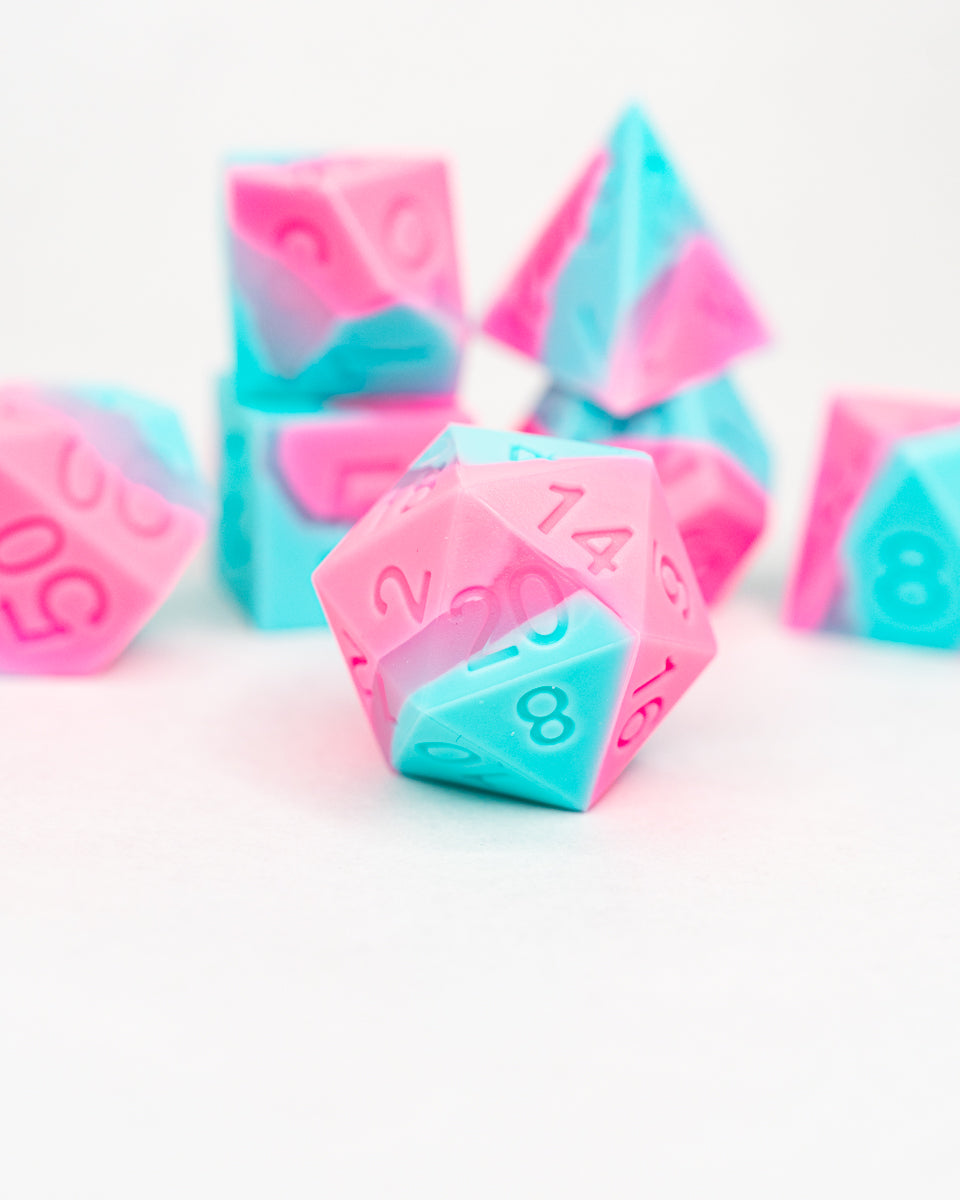 Hubba Bubba | 7 Piece Soft Silicone Dice Set - Emberglow Gaming