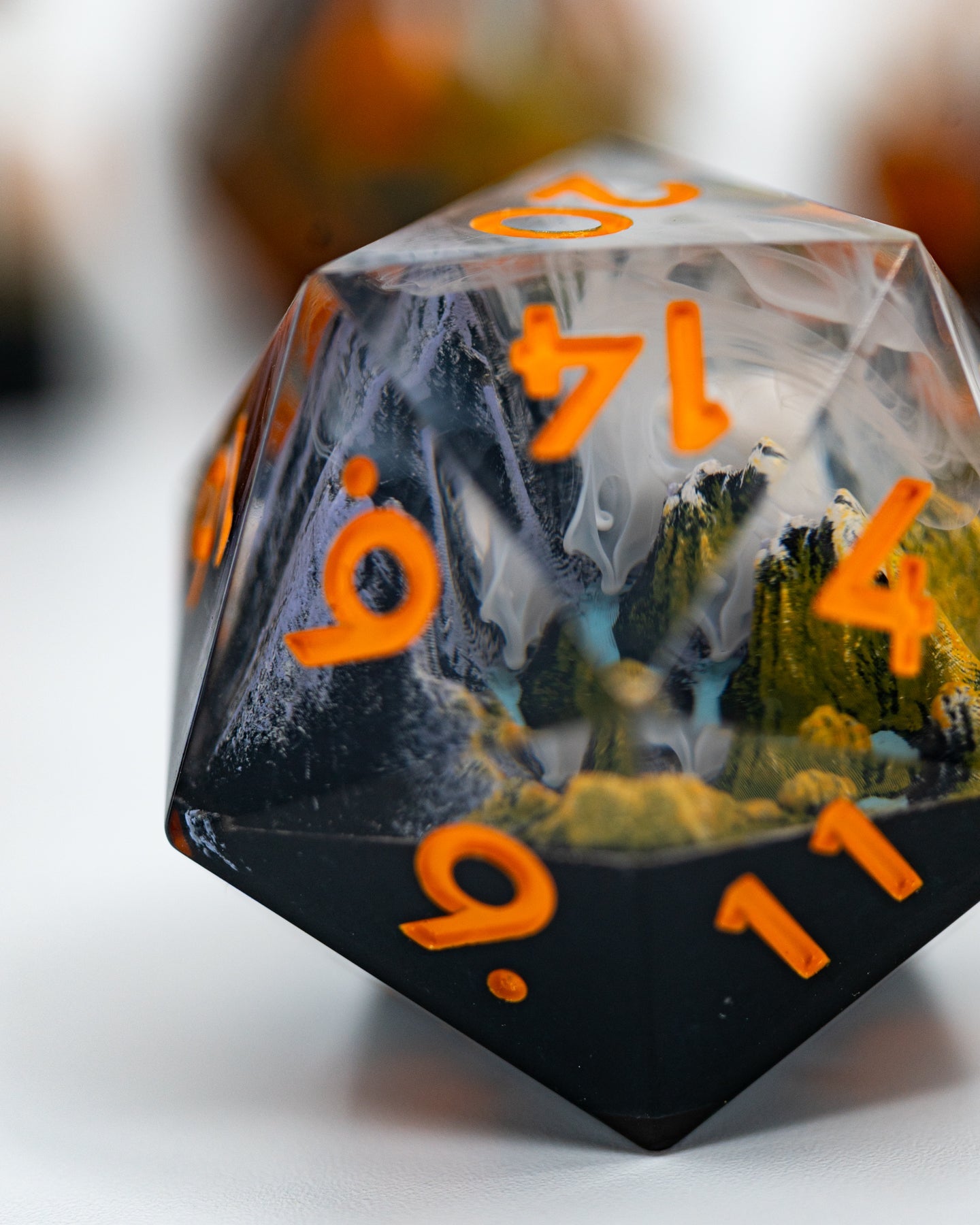 Yellow Mountains | Double Cast | 7 Piece Sharp Edge Dice Set