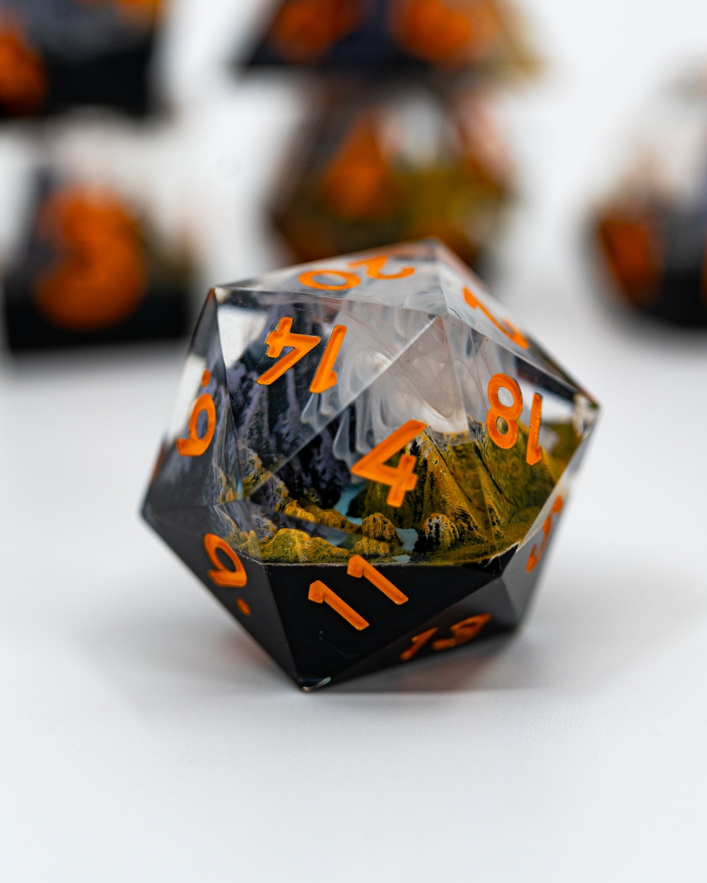 Yellow Mountains | Double Cast | 7 Piece Sharp Edge Dice Set