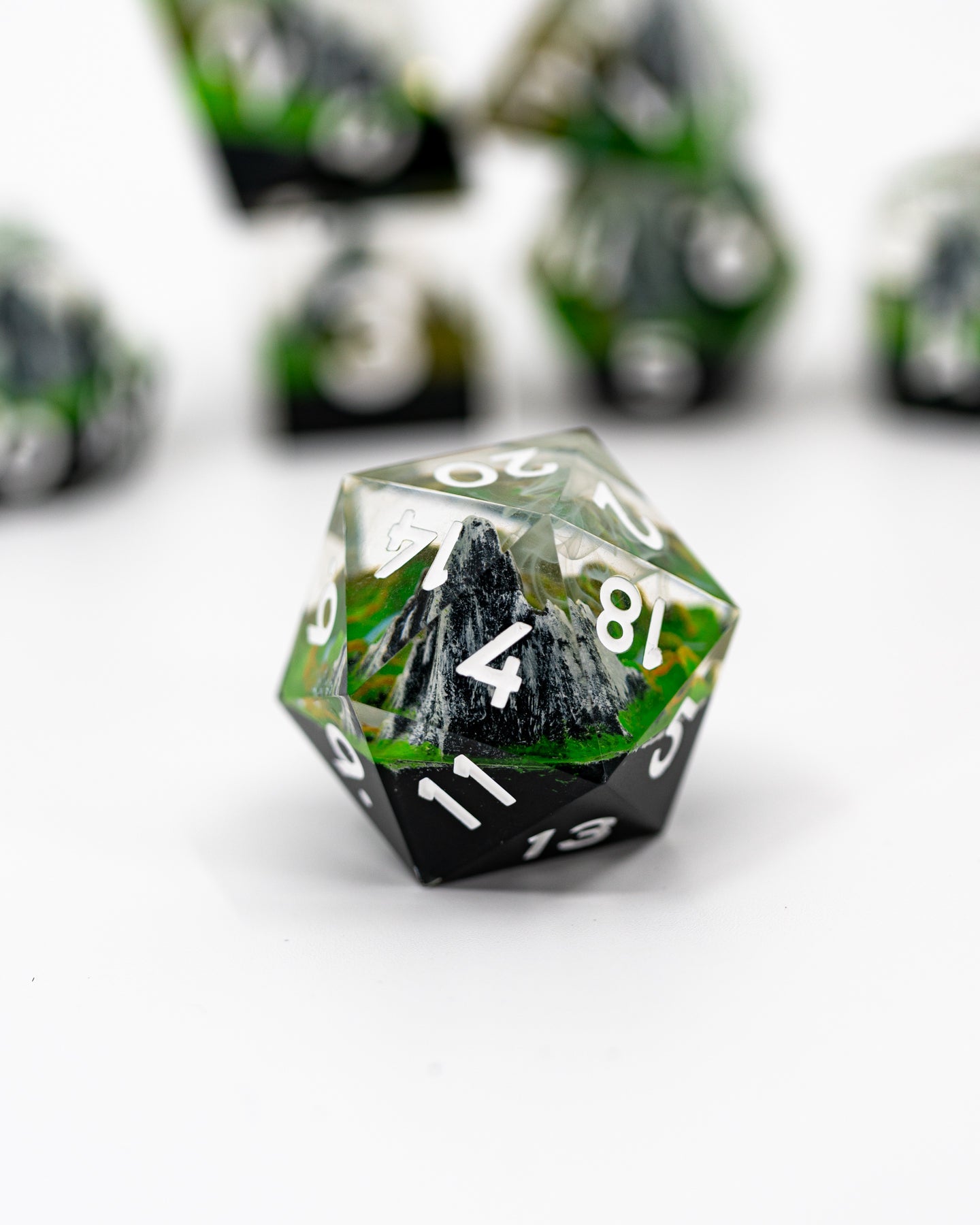 Green Mountains | Double Cast | 7 Piece Sharp Edge Dice Set