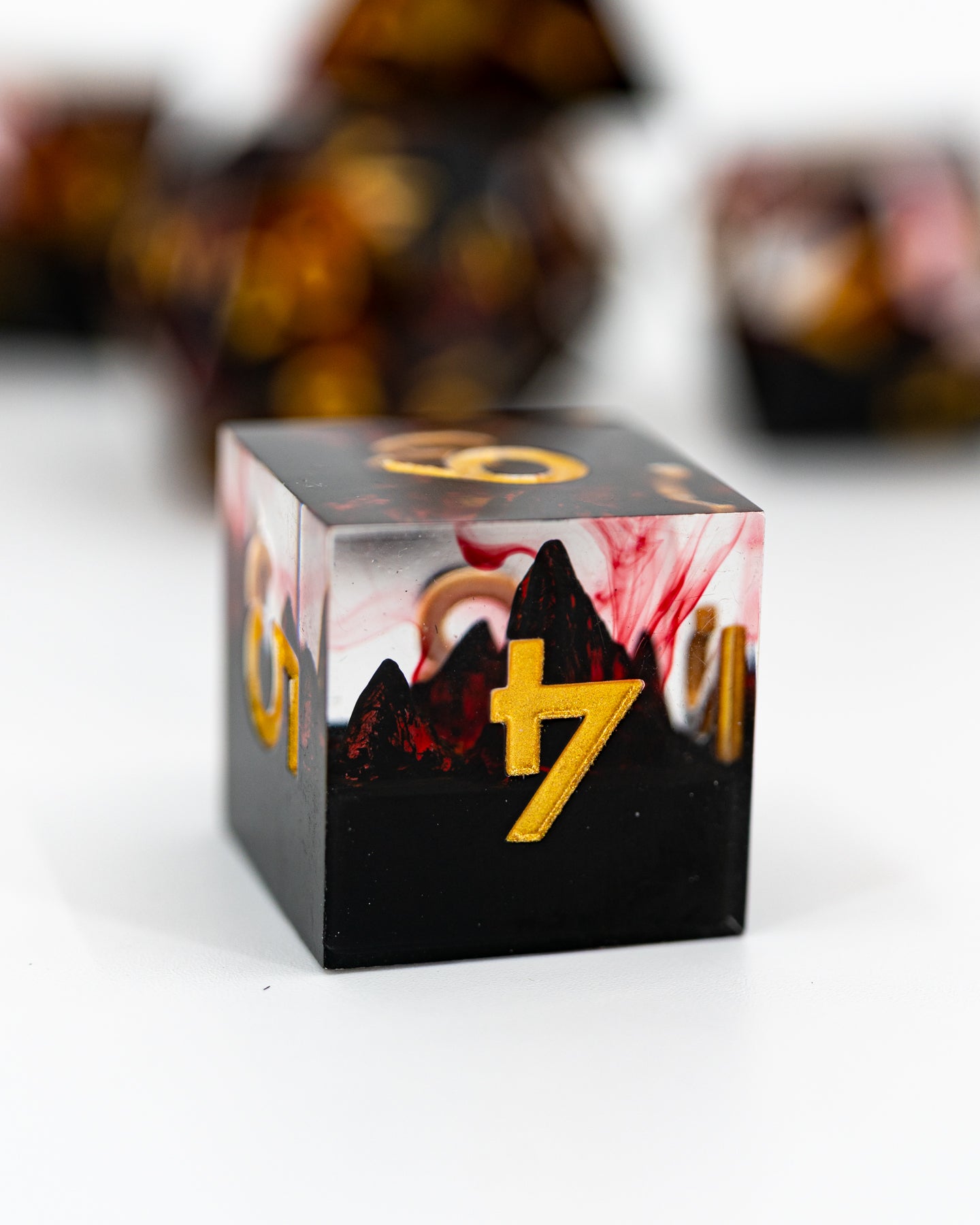 Red Mountains | Double Cast | 7 Piece Sharp Edge Dice Set