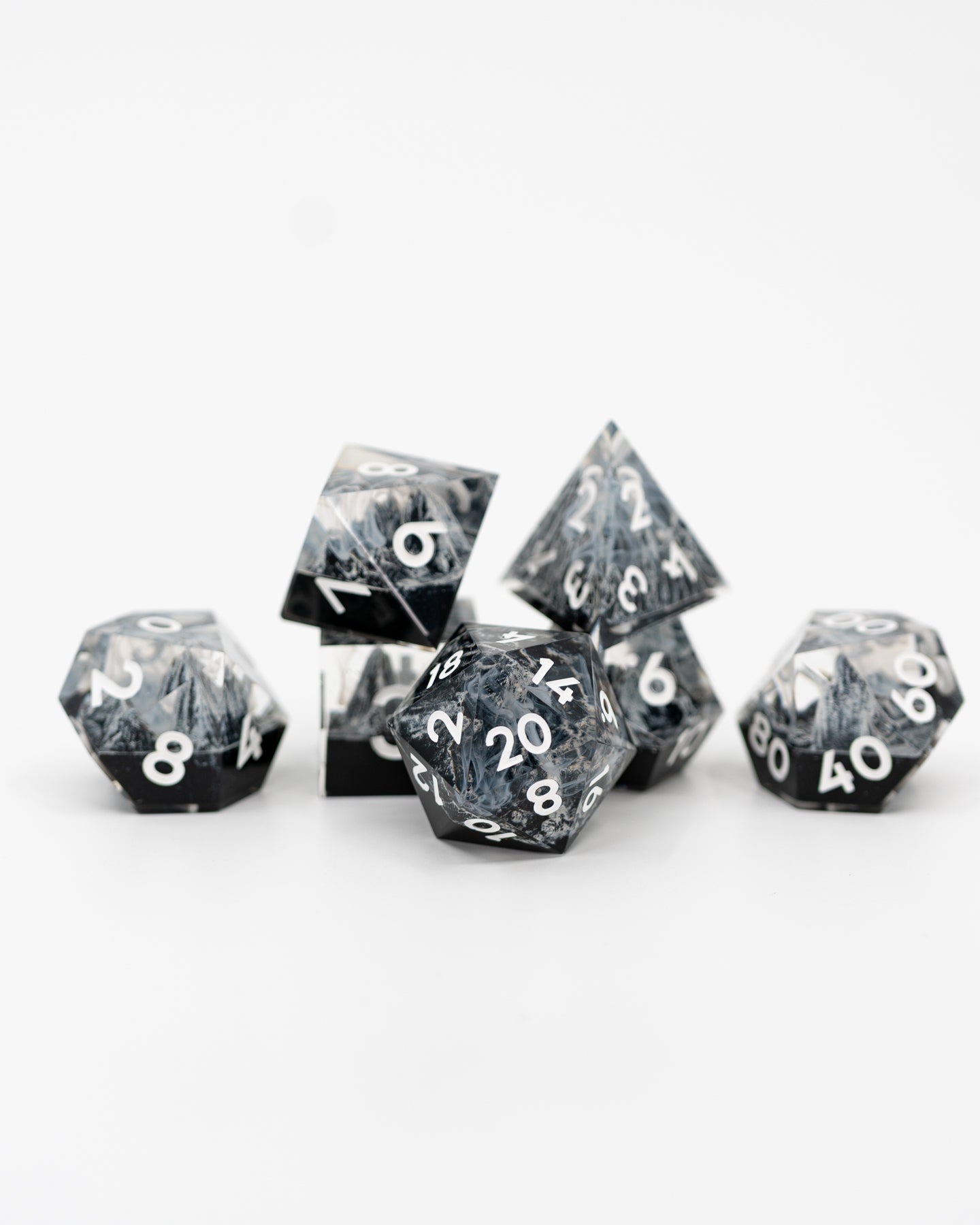 White Mountains | Double Cast | 7 Piece Sharp Edge Dice Set