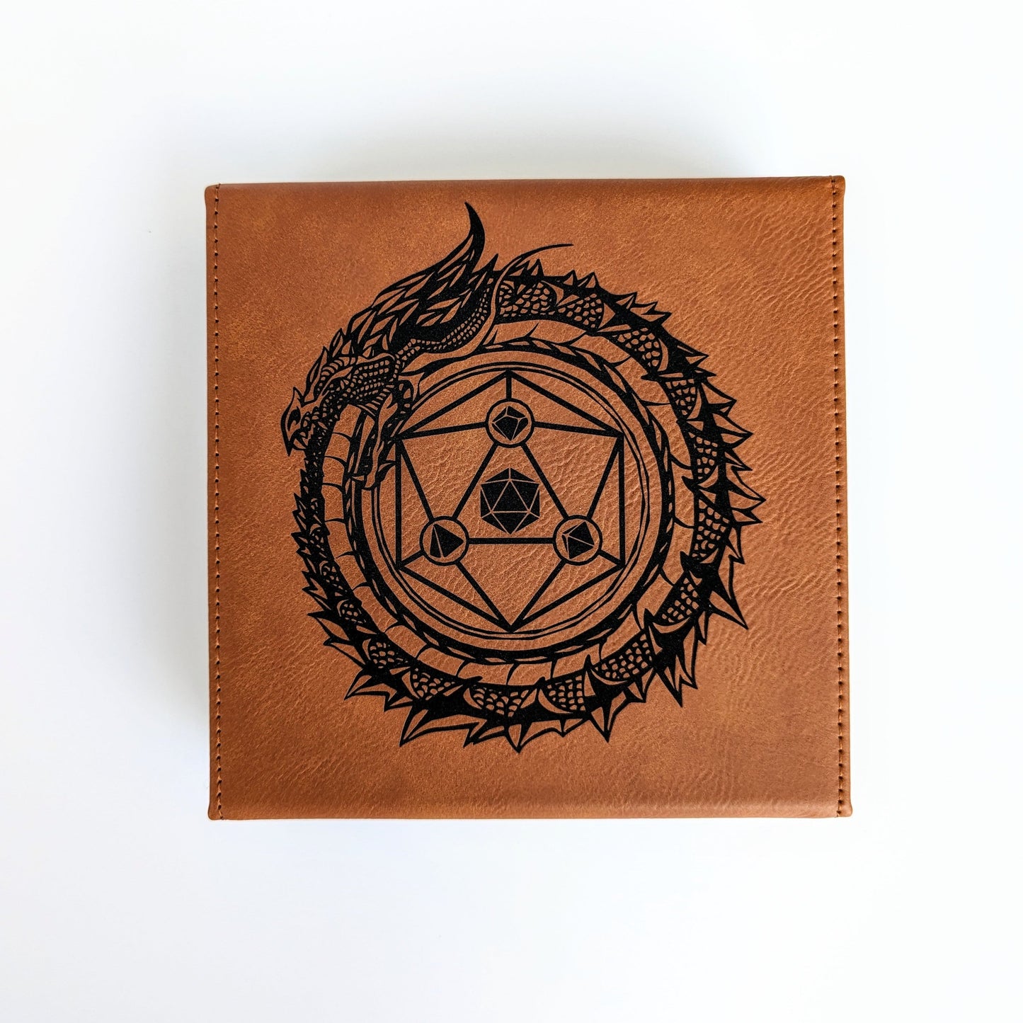 Dragon Circle | Vegan Leather Dice Box - Emberglow Gaming