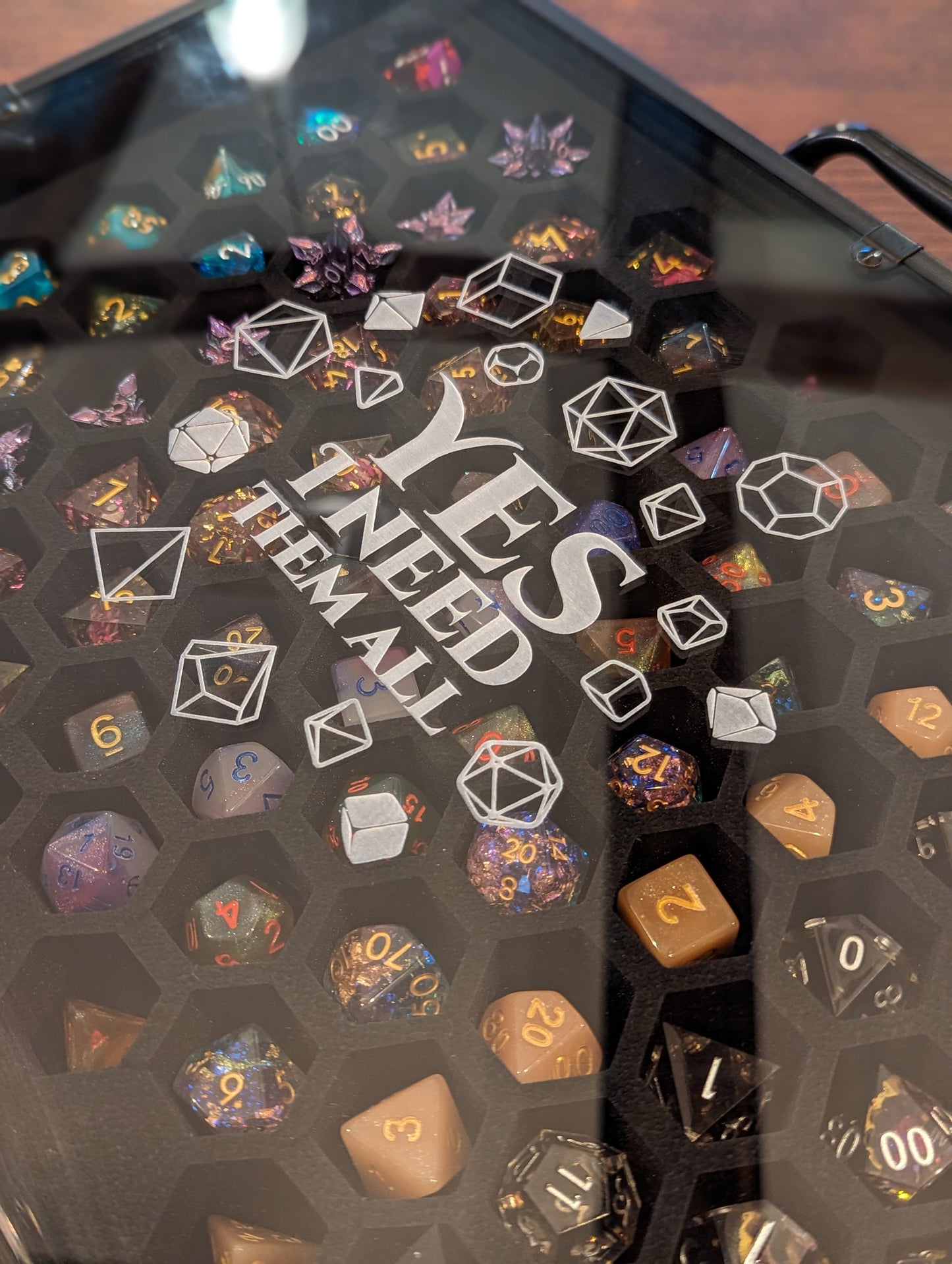 Yes I Need Them All | 26 Set Capacity | Plexi Glass Chest of Hoarding Dice Display Case - Emberglow Gaming