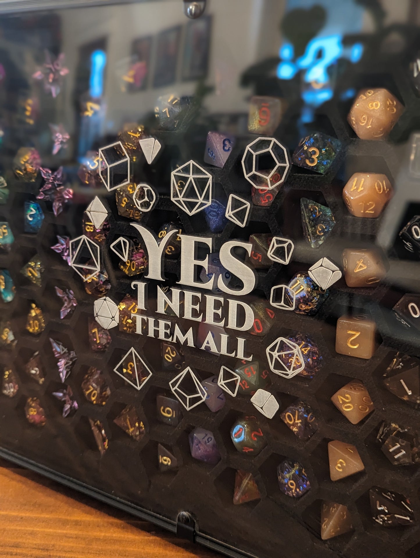 Yes I Need Them All | 26 Set Capacity | Plexi Glass Chest of Hoarding Dice Display Case - Emberglow Gaming