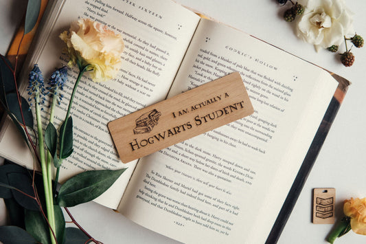 I'm Actually A Hogwarts Student | Harry Potter | Engraved Wooden Bookmark (T) - Emberglow Gaming