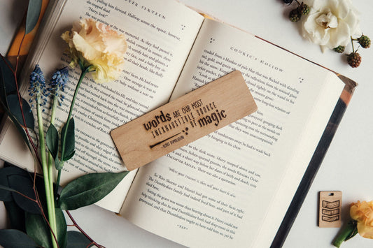 Words Are Magic | Harry Potter | Engraved Wooden Bookmark - Emberglow Gaming