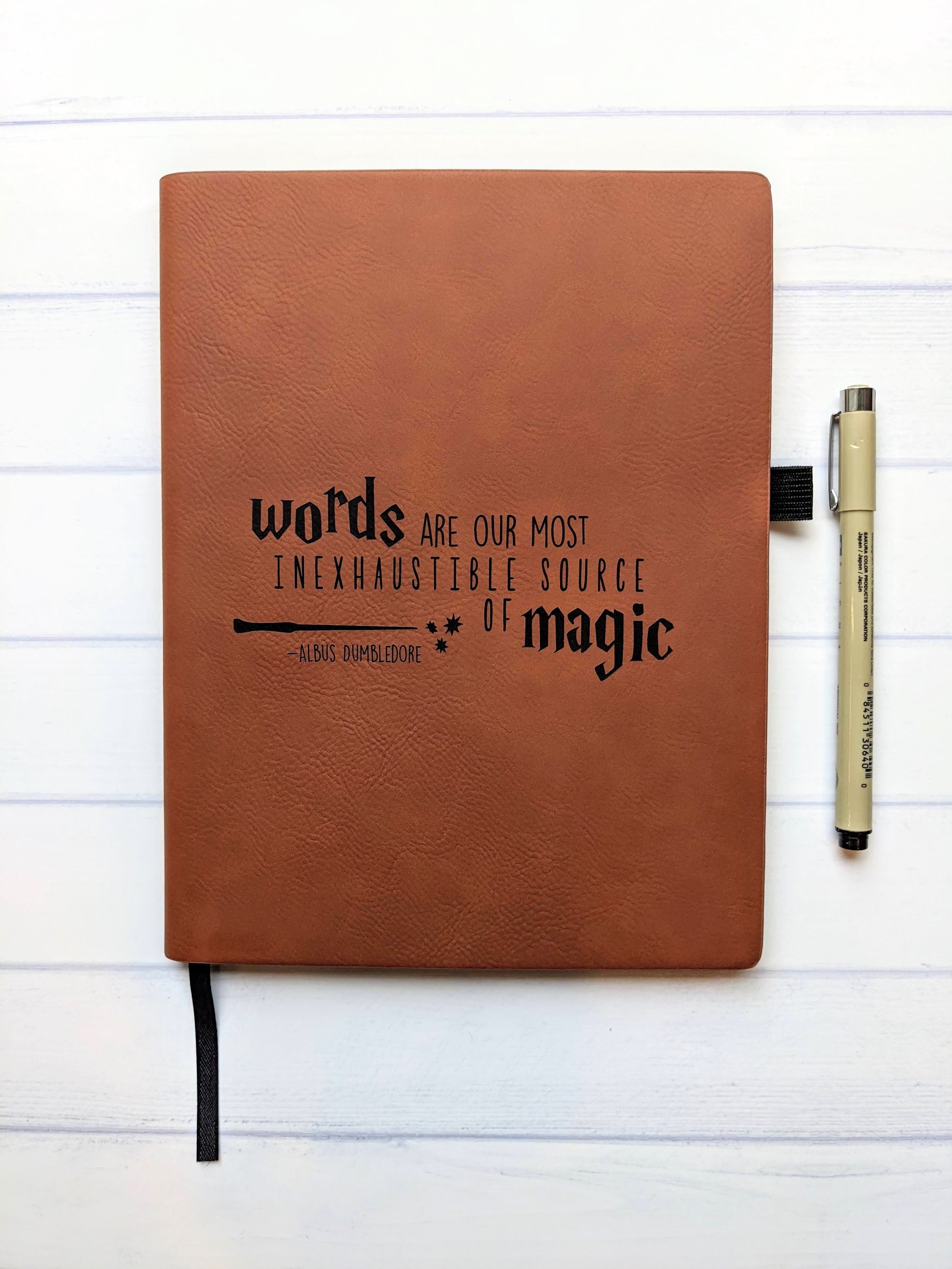 Words - Witchcraft and Wizards | Vegan Leather Lined Journal - Emberglow Gaming