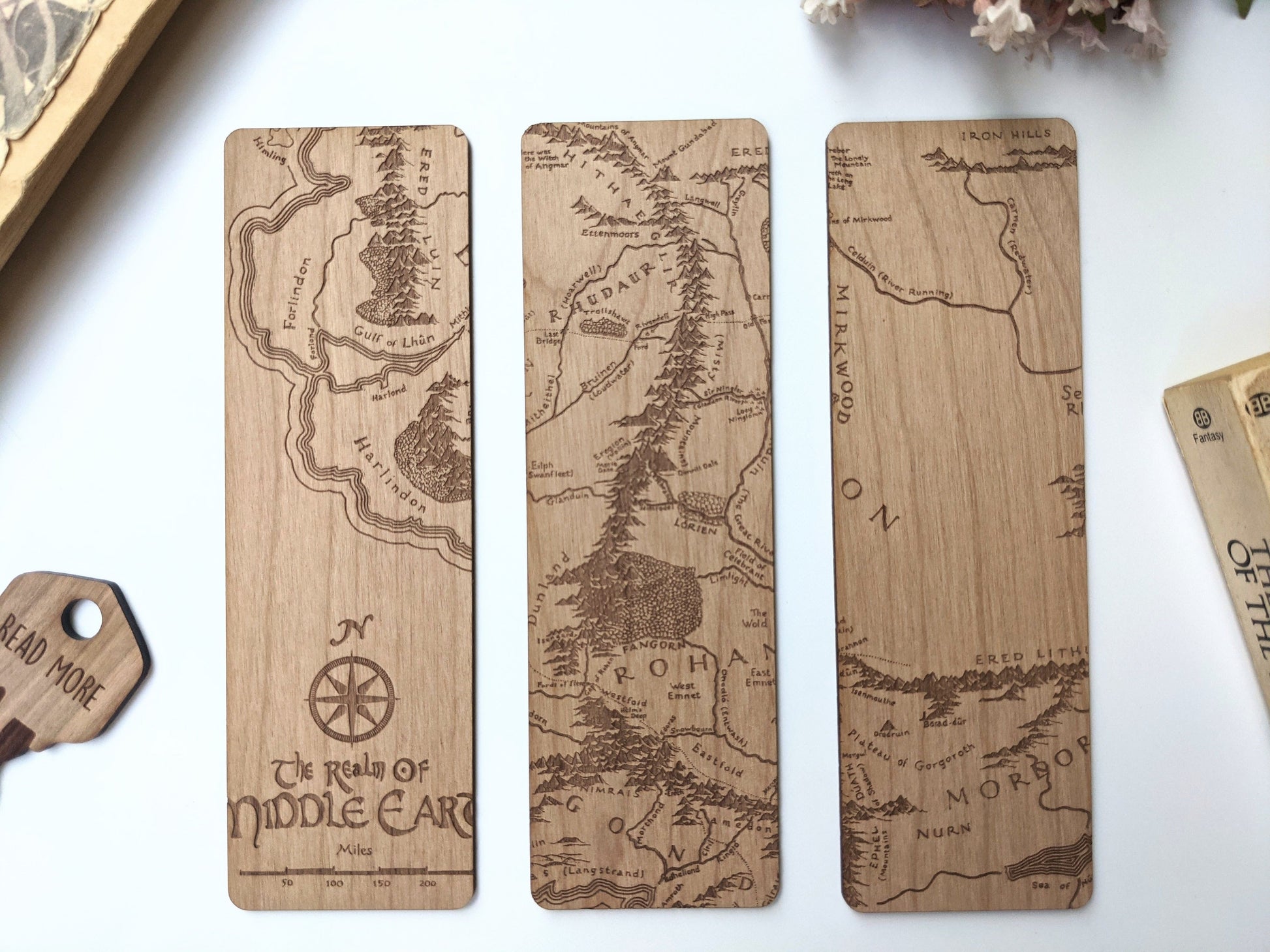 LOTR Rohan Gondor Map | Tolkien | Engraved Wooden Bookmark (T) - Emberglow Gaming