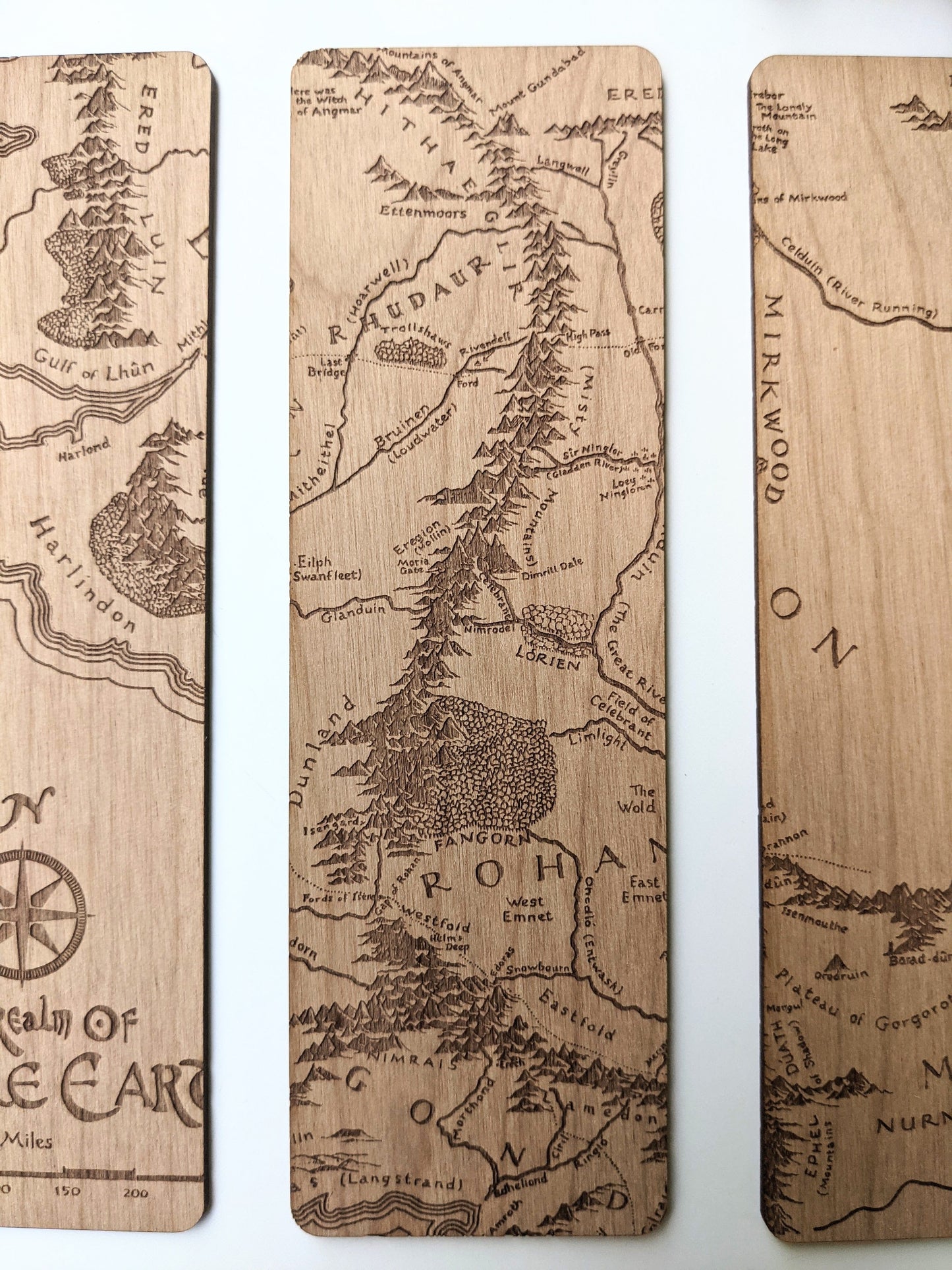 LOTR Rohan Gondor Map | Tolkien | Engraved Wooden Bookmark (T) - Emberglow Gaming