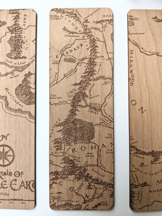 LOTR Rohan Gondor Map | Tolkien | Engraved Wooden Bookmark (T) - Emberglow Gaming
