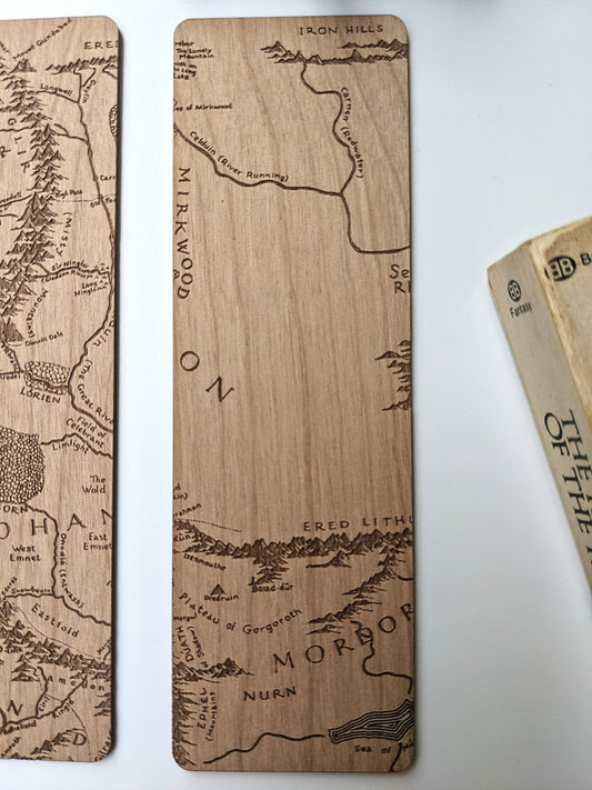 LOTR Mordor Map | Tolkien | Engraved Wooden Bookmark (T) - Emberglow Gaming