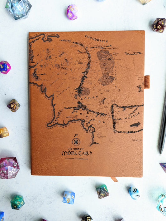 Map Of Middle Earth | Vegan Leather Journal - Emberglow Gaming