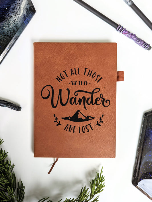 No All Who Wander | Vegan Leather Mini Dot Journal - Emberglow Gaming