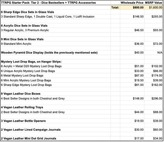 TTRPG Starter Pack: Tier 2 - Dice Bestsellers + TTRPG Accessories Sampler