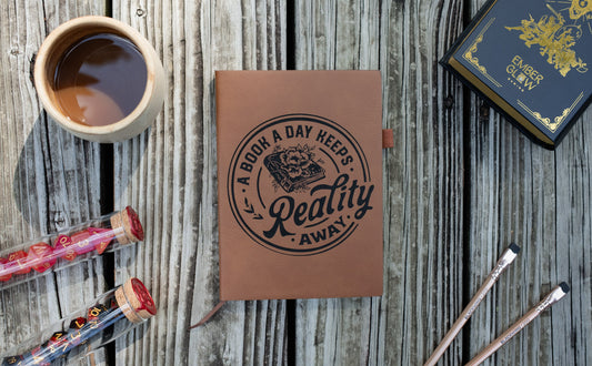 A Book A Day Keeps Reality Away | Vegan Leather Mini Dot Journal