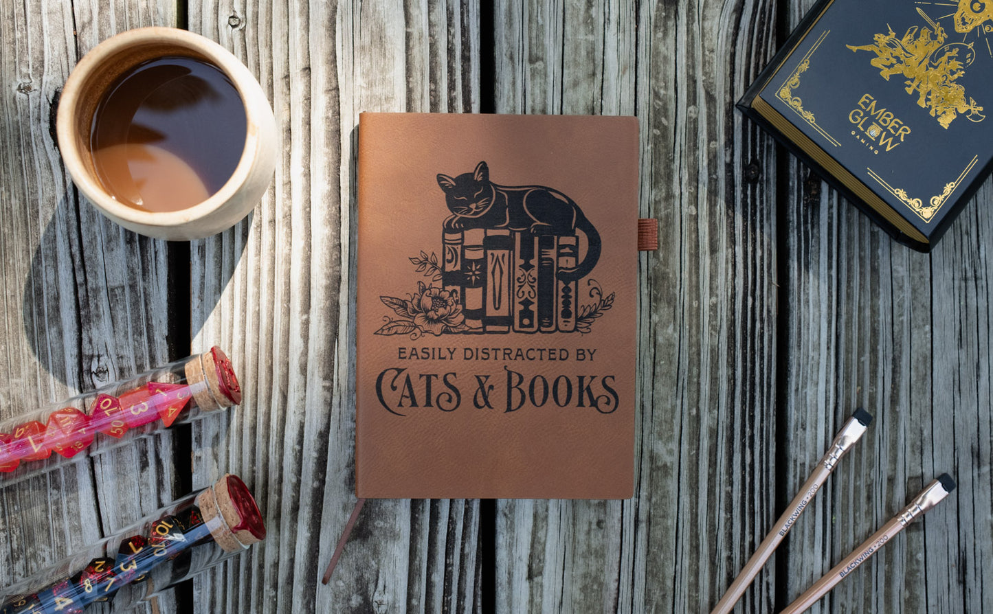 Easily Distracted By Cats And Books | Vegan Leather Mini Dot Journal