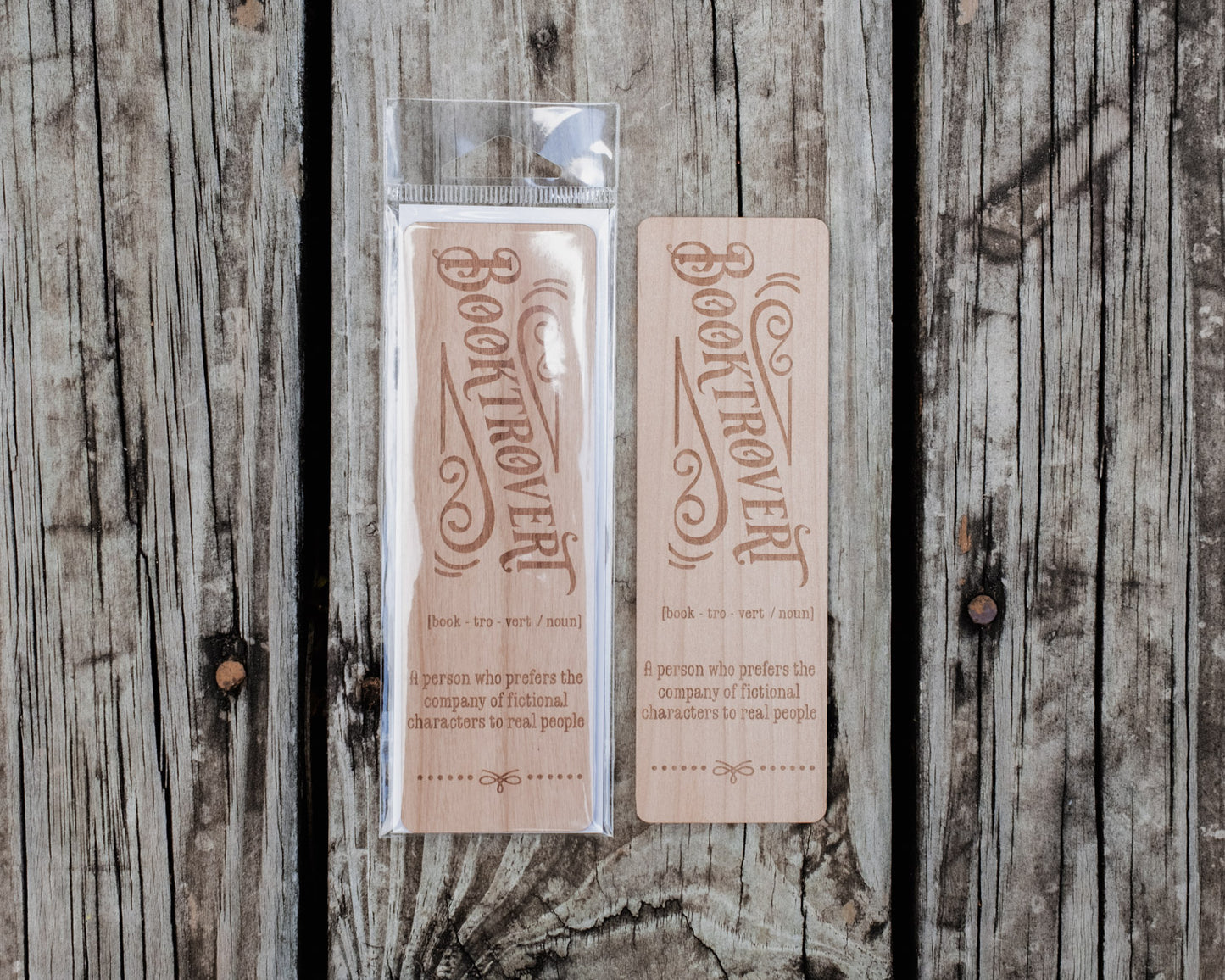 Booktrovert | Engraved Wooden Bookmark