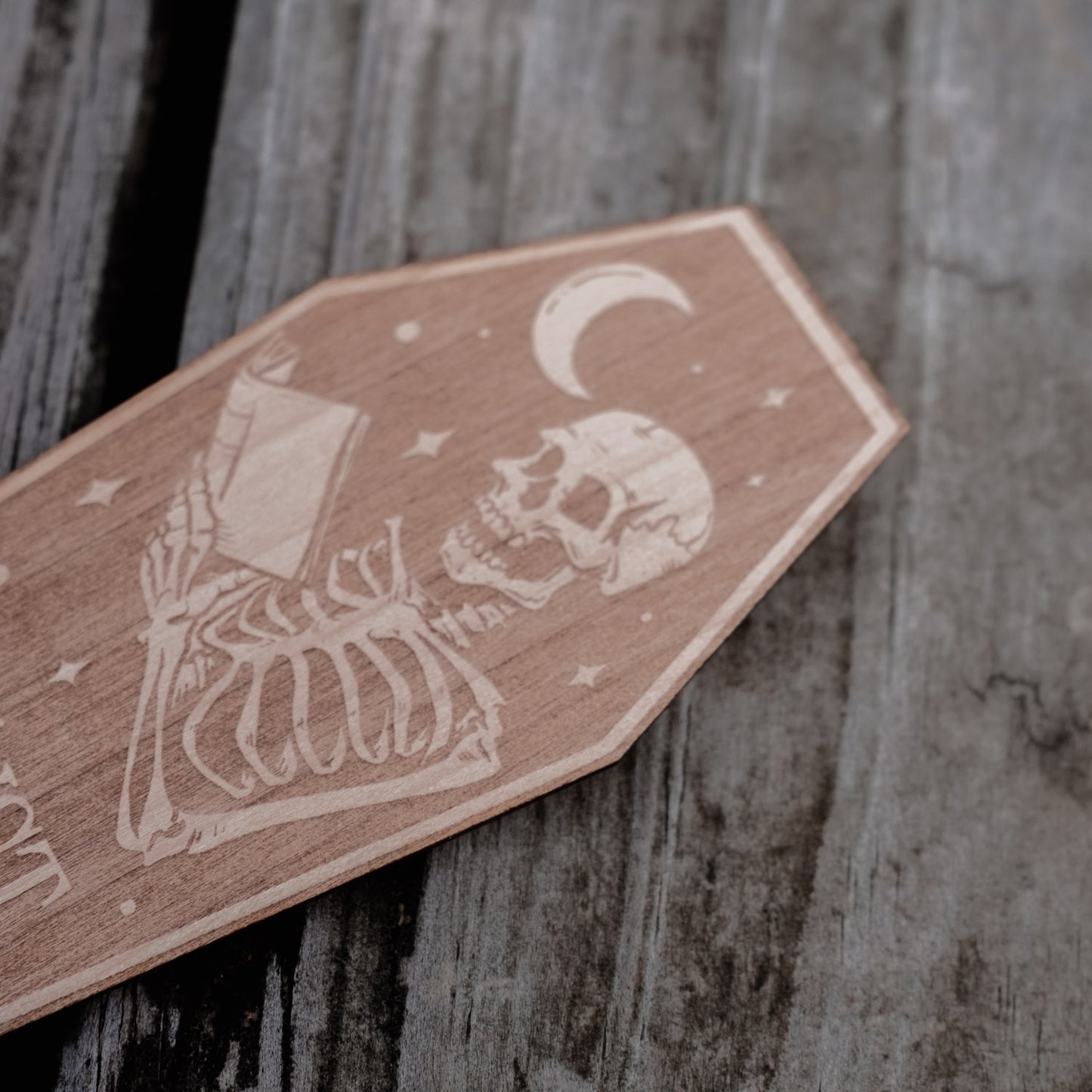 Coffin Just One More Chapter | Engraved Wooden Bookmark