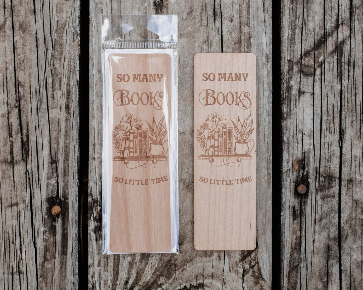 So Many Books So Little Time | Engraved Wooden Bookmark