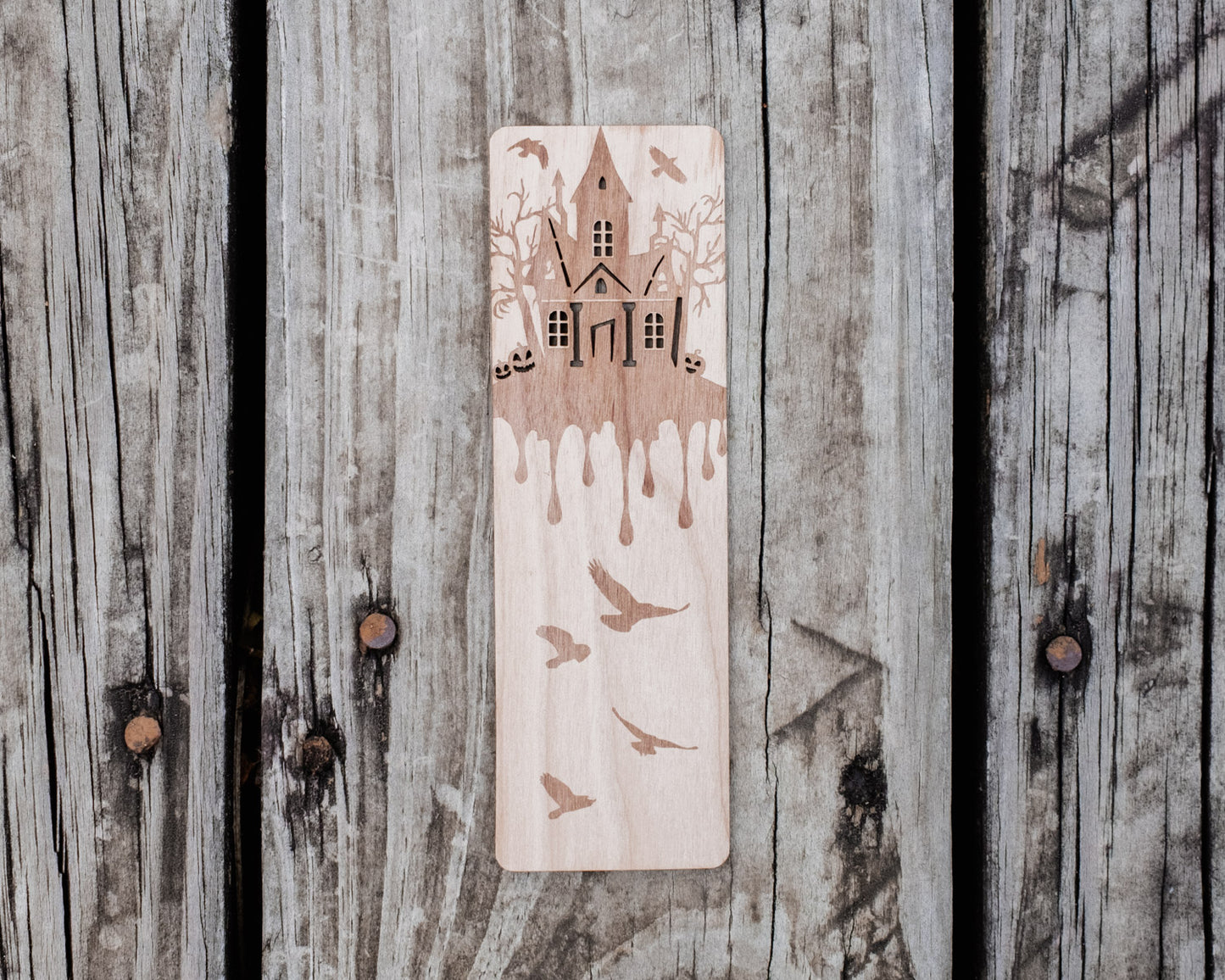 Haunted House | Engraved Wooden Bookmark