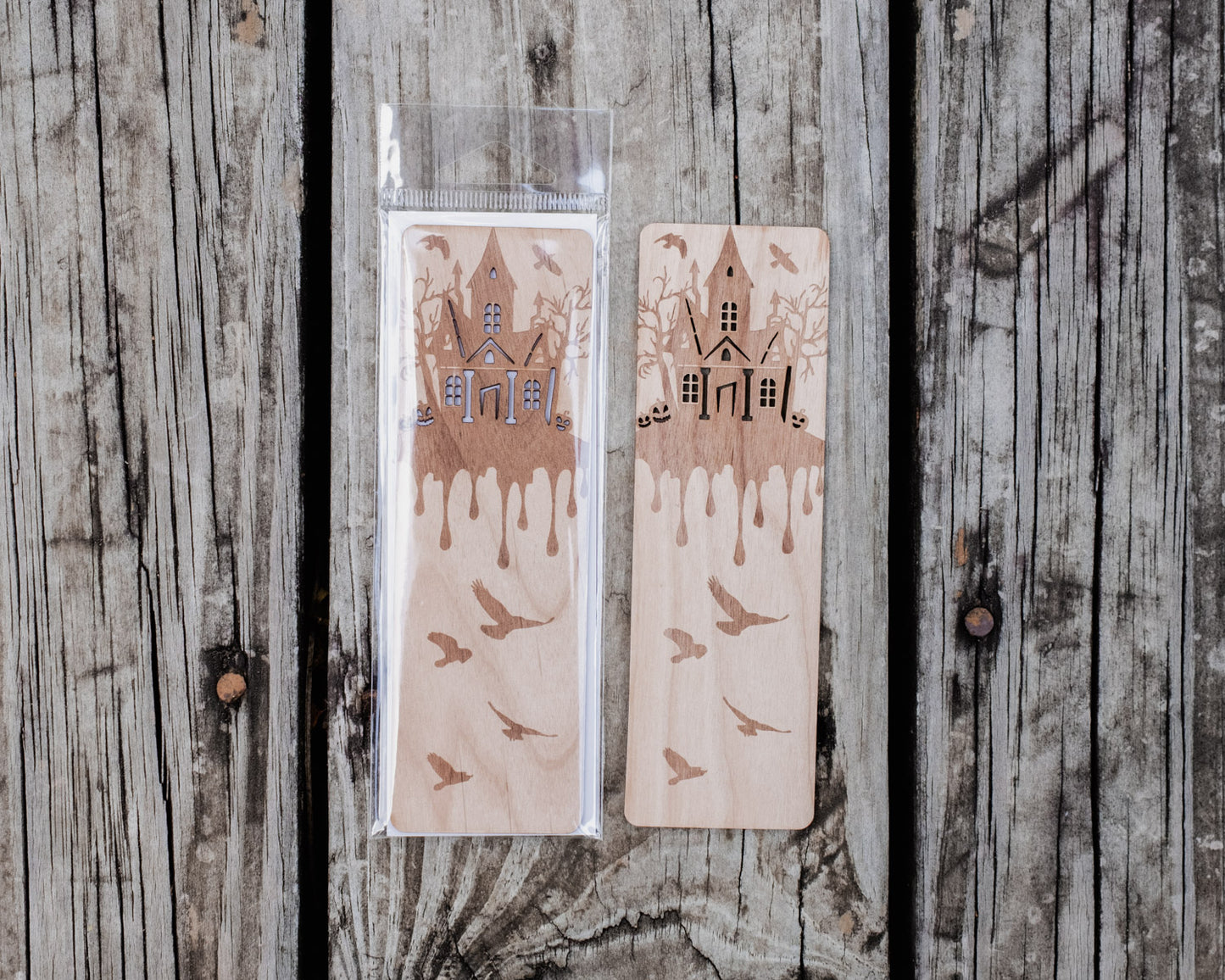 Haunted House | Engraved Wooden Bookmark