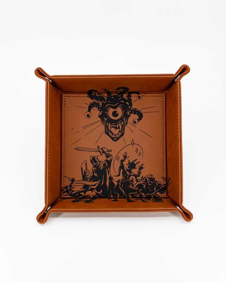 Deadly Encounter | Vegan Leather Dice Rolling Tray - Emberglow Gaming
