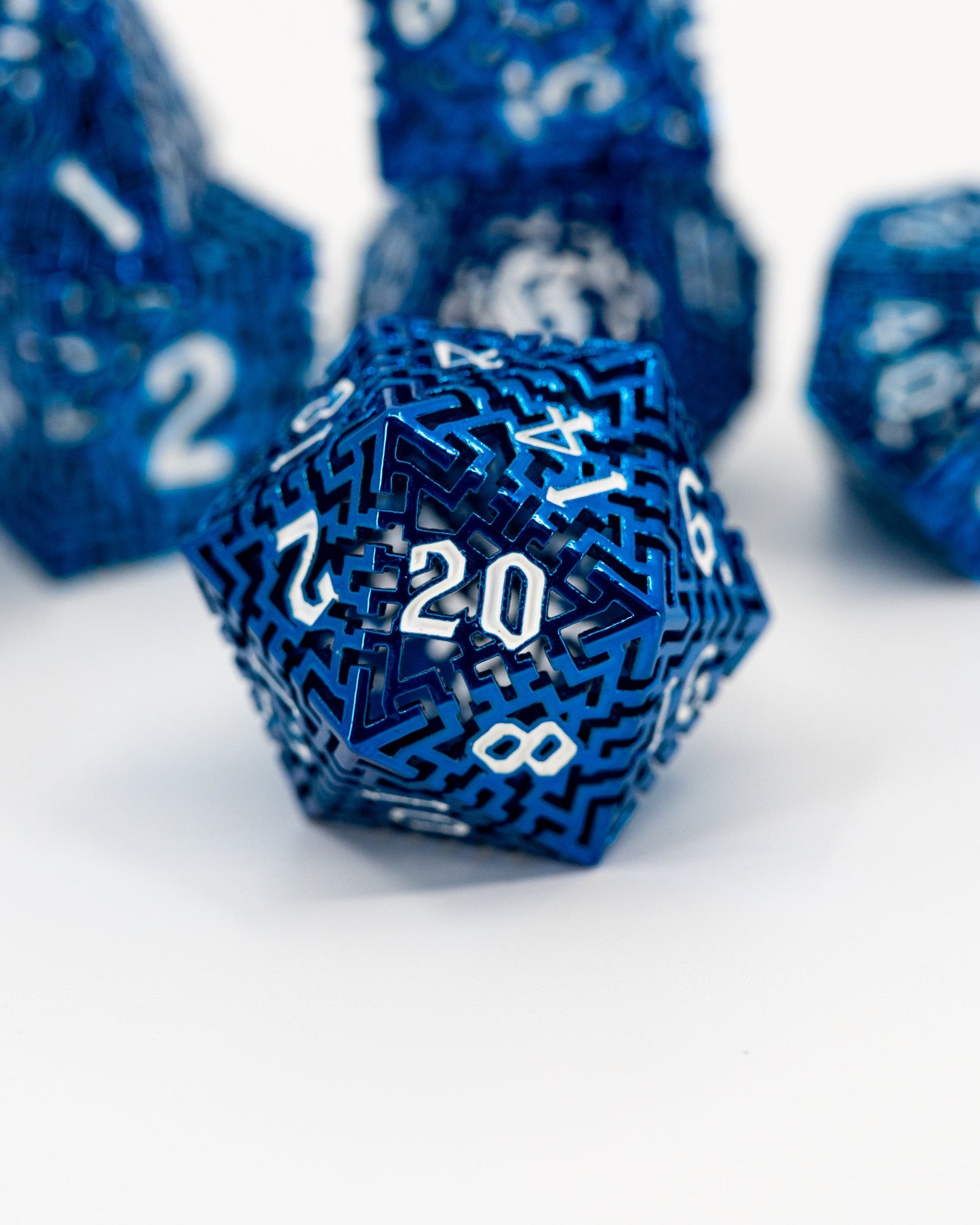 Trojaborg | Hollow Maze | 7 Piece Metal Dice Set - Emberglow Gaming