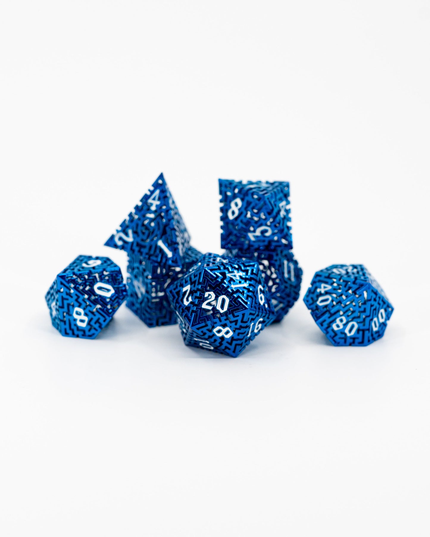 Trojaborg | Hollow Maze | 7 Piece Metal Dice Set - Emberglow Gaming