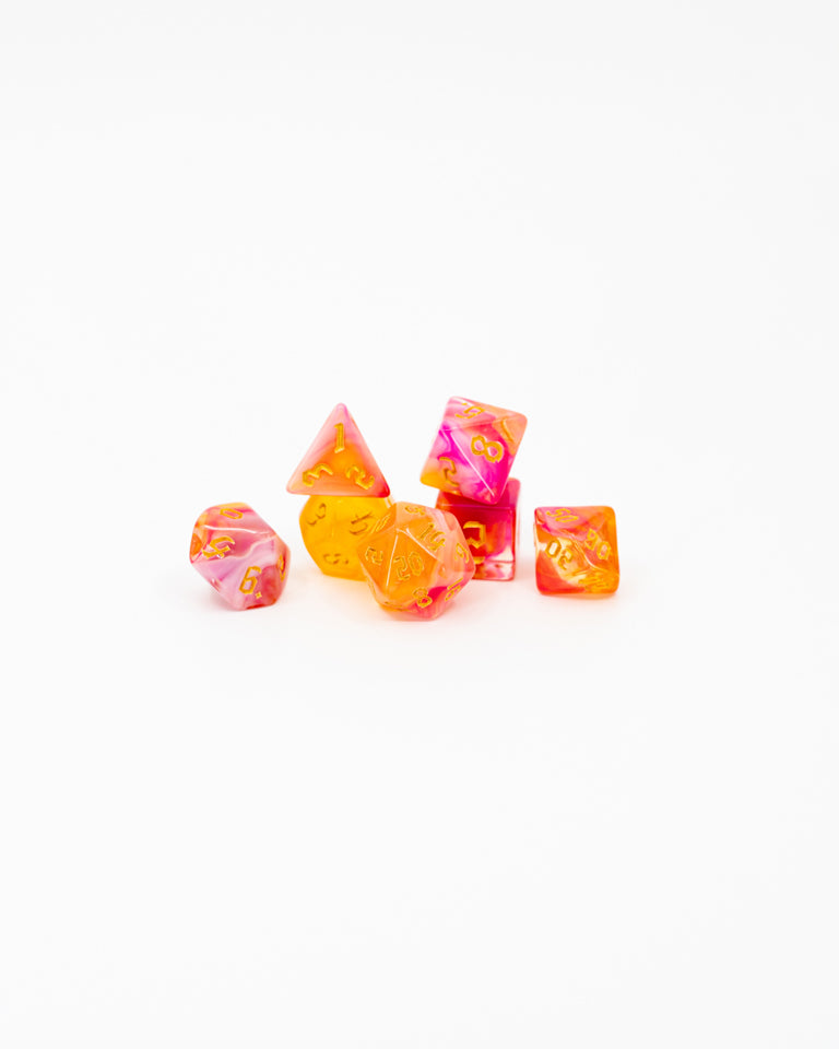Control Flame | 7 Piece Acrylic Dice Set - Emberglow Gaming