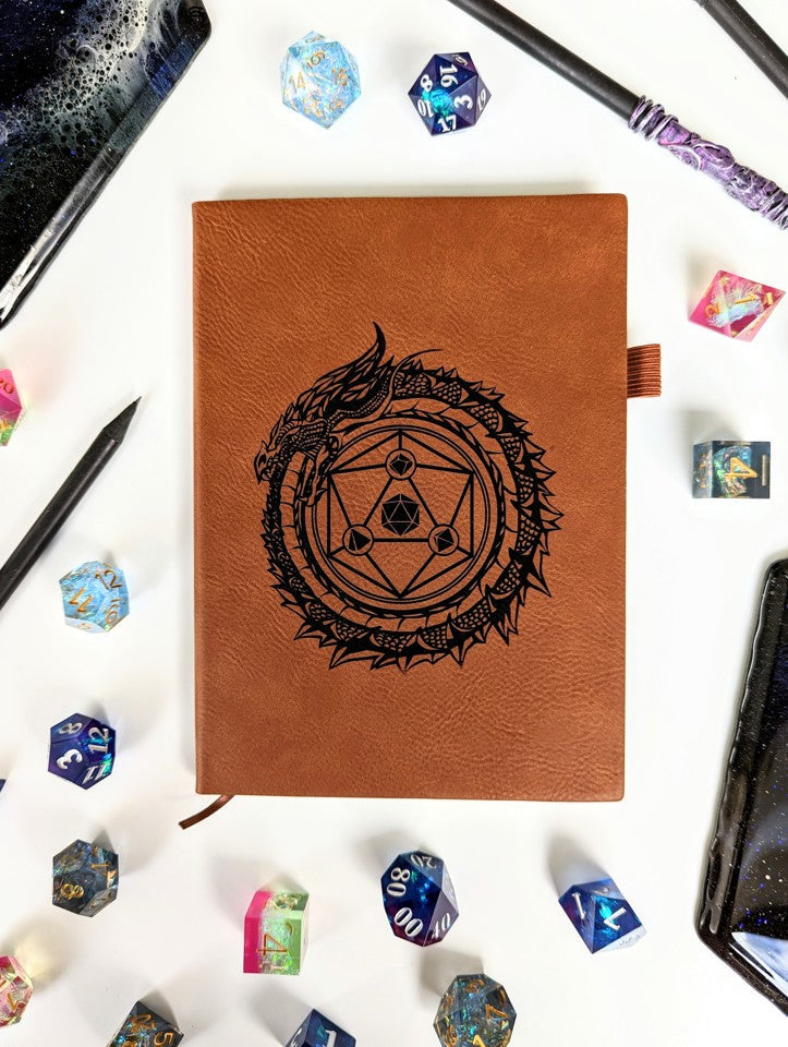 Dragon Circle | Vegan Leather Mini Dot Journal - Emberglow Gaming