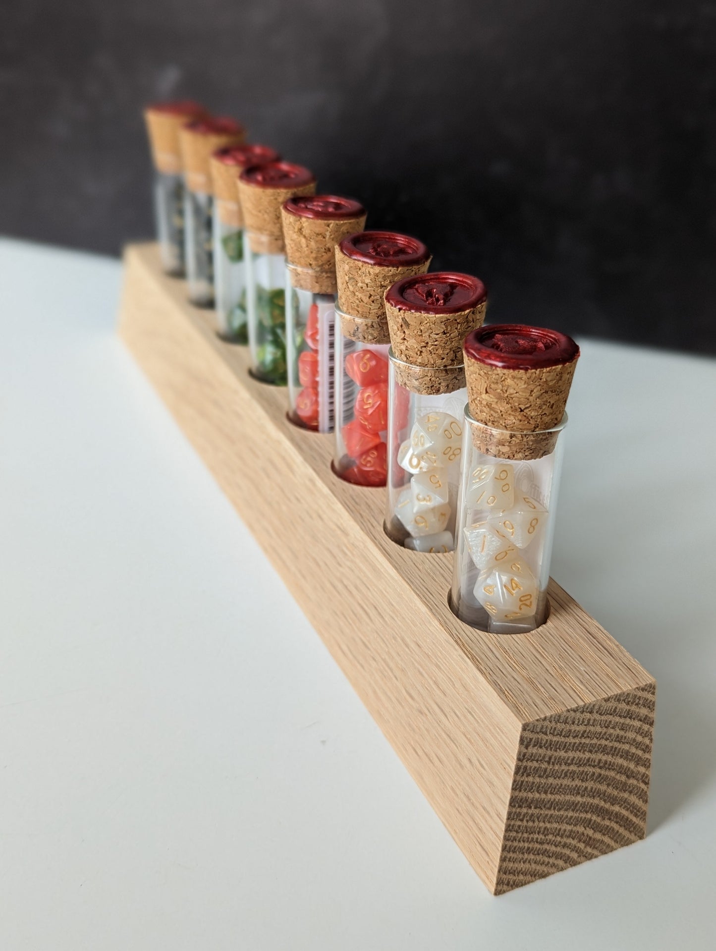 Dice Display Stand | Mini Dice Vials | Single Row - Emberglow Gaming