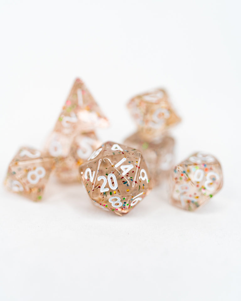 Pixie Party | 7 Piece Mini Acrylic Polyhedral Dice Set - Emberglow Gaming