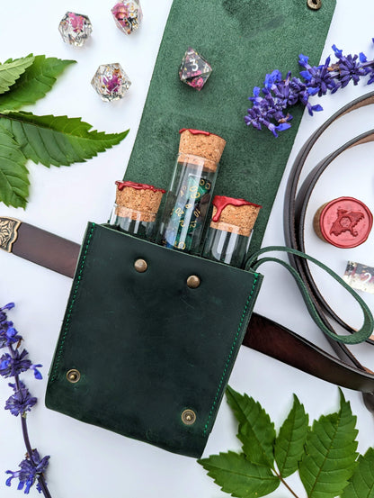 Genuine Leather Dice Pouch for Acrylic Dice (Medium) - Emberglow Gaming