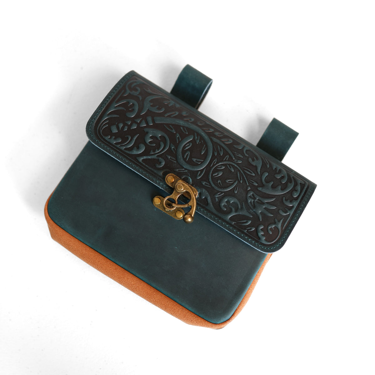 JZW | Leather Bag | LG | Dark Teal and Tan