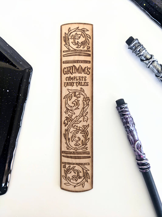 Grimms Fairytales | Engraved Wooden Bookmark (T) - Emberglow Gaming