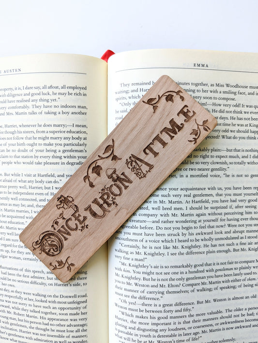 Once Upon A Time | Engraved Wooden Bookmark (T) - Emberglow Gaming