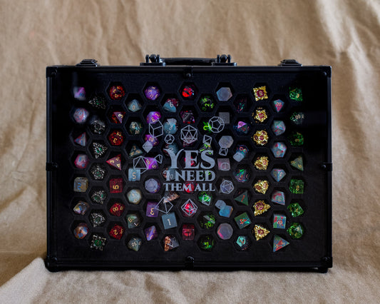 Yes I Need Them All | 26 Set Capacity | Plexi Glass Chest of Hoarding Dice Display Case - Emberglow Gaming