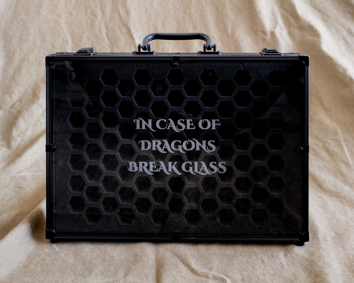 In Case Of Dragons Break Glass | 26 Set Capacity | Plexi Glass Chest of Hoarding Dice Display Case - Emberglow Gaming