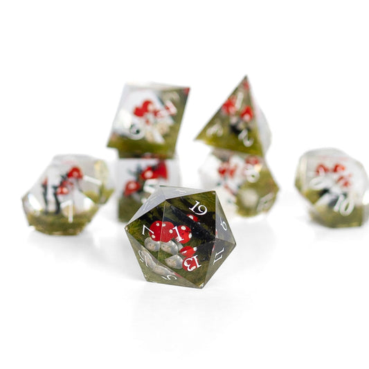 Absolem’s Magic Mushrooms | 7 Piece Sharp Edge Inclusion Dice Set