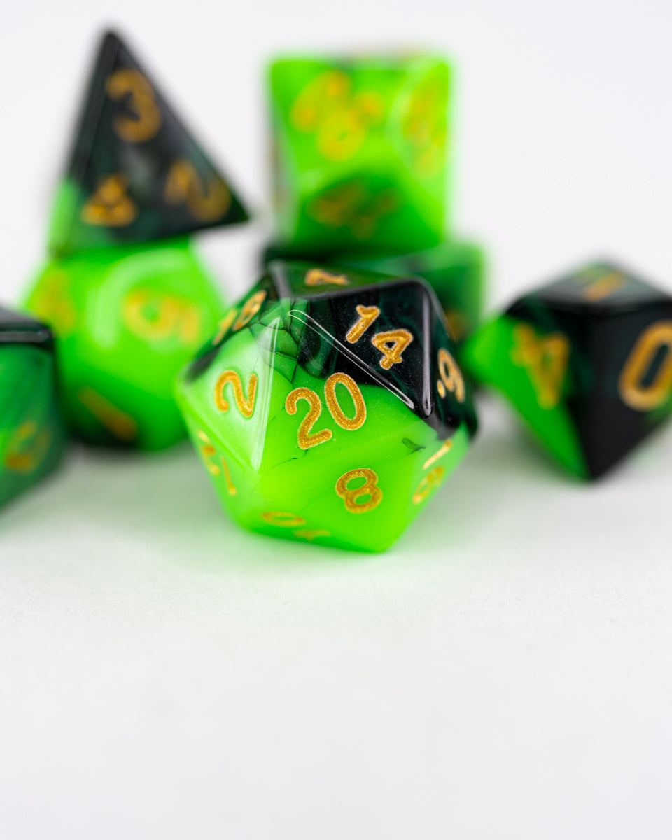 Frogspawn | 7 Piece Acrylic Dice Set - Emberglow Gaming