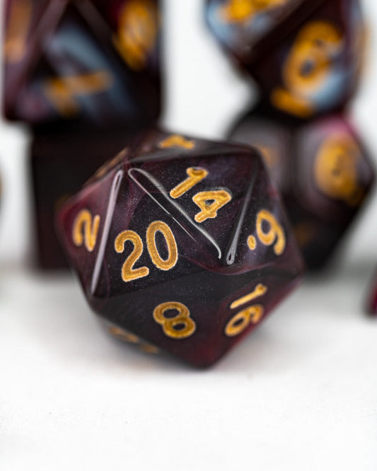 Blood Marble | 7 Piece Acrylic Dice Set - Emberglow Gaming