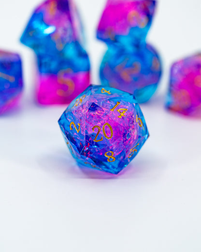 Lover’s Laugh | 7 Piece "Glass Cut" Gem Resin Dice Set