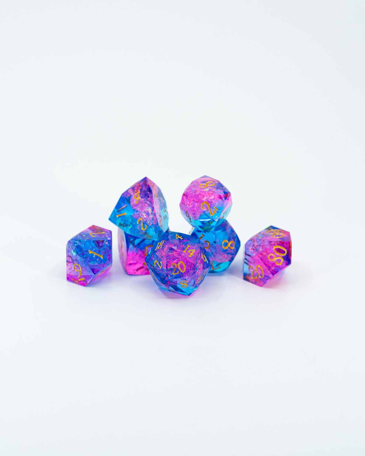 Lover’s Laugh | 7 Piece "Glass Cut" Gem Resin Dice Set