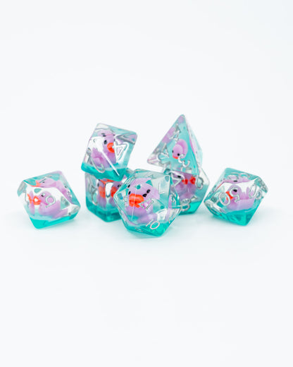 Quackston | Duck | 7 Piece Acrylic Inclusion Dice Set