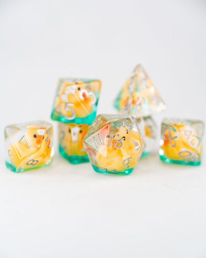Rubber Ducky | 7 Piece Acrylic Inclusion Dice Set - Emberglow Gaming