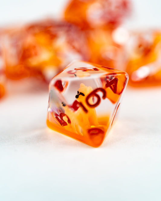 Bodgy Bear | Polar Bear | 7 Piece Acrylic Inclusion Dice Set - Emberglow Gaming