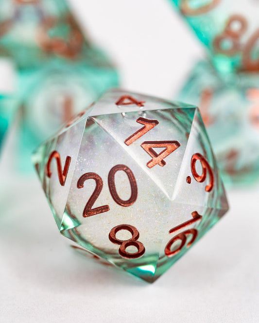 Waterwilled | 7 Piece Liquid Core Dice Set - Emberglow Gaming